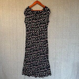 90s Vintage Flower 100% Rayon Short Cap Sleeve Bias Cut Maxi Dress Plus Size 16